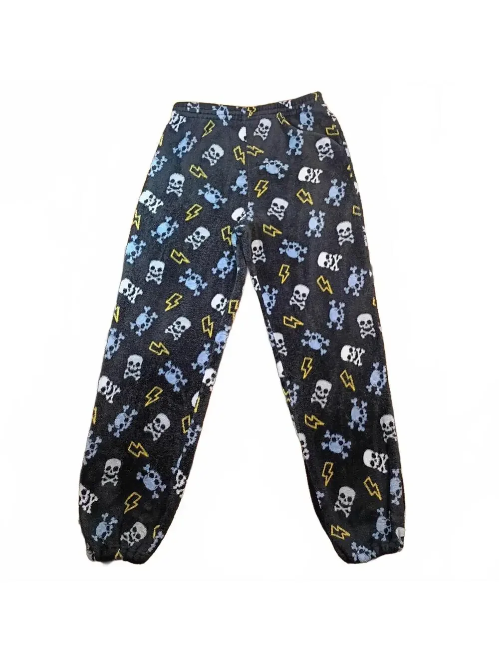 Wonder Nation Black Skull Print Fleece Pajama Pants XL (14-16) Kids Husky